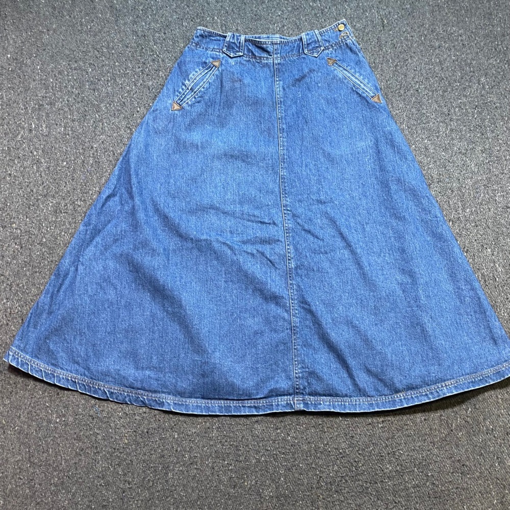 Jones New York Sport Denim Maxi Skirt Sz 8 Womens Blue Western Boho A Line 90s